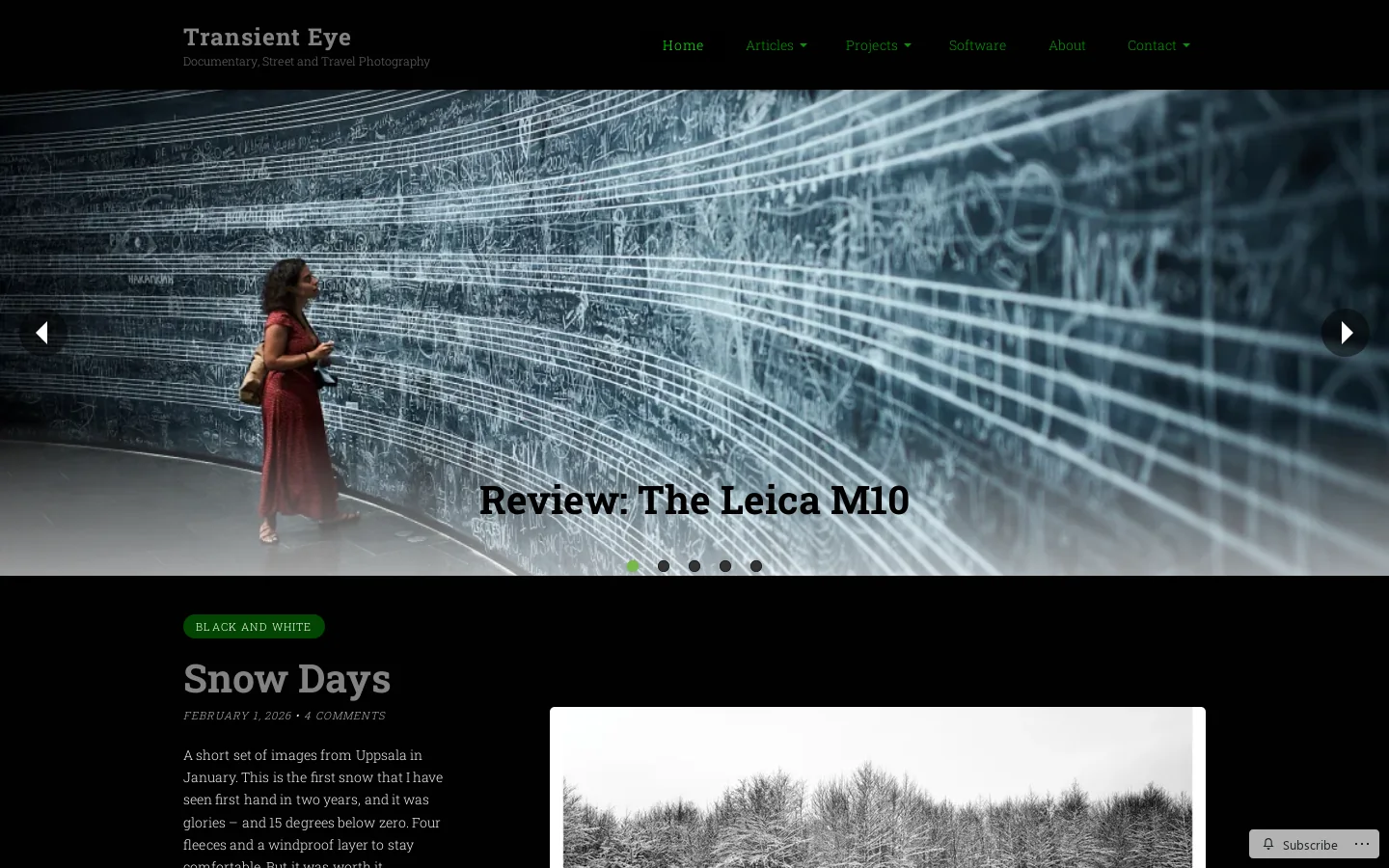 Transient Eye Homepage screenshot