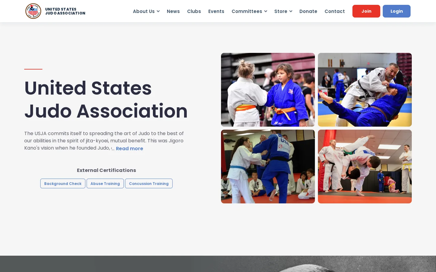 United States Judo Association Homepage screenshot