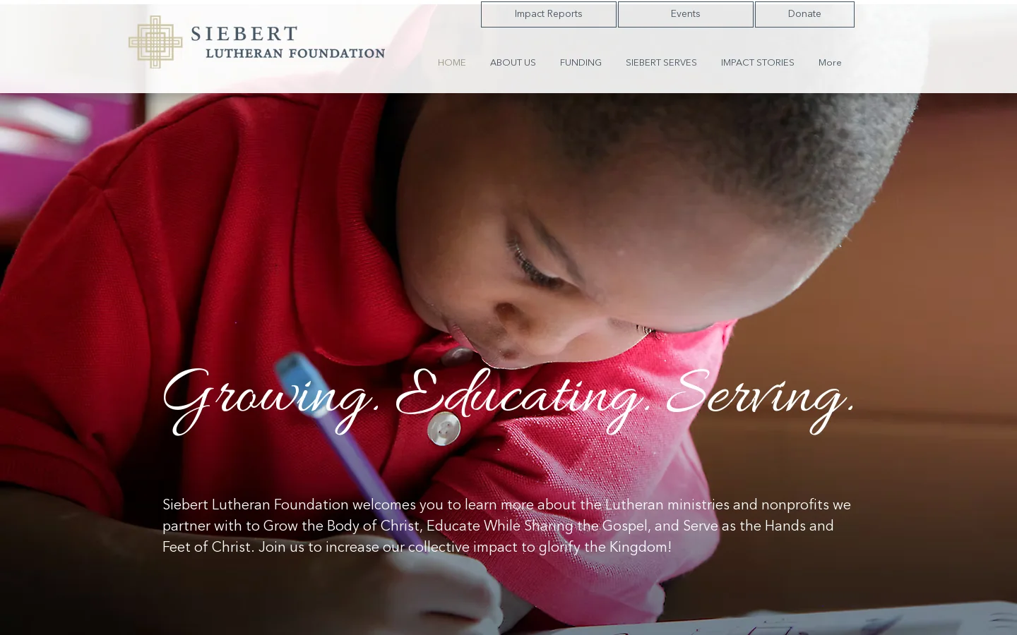 Lutheran Giving: Grants, Funding & Philanthropy | Siebert Lutheran Foundation Homepage screenshot