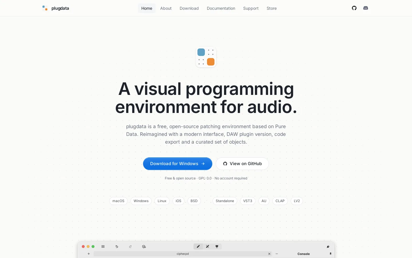 plugdata Homepage screenshot