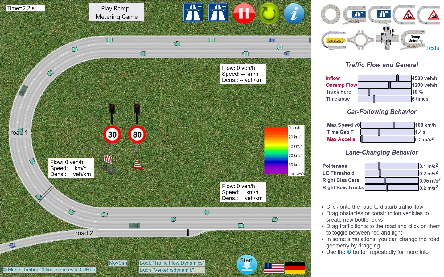 Microsimulation of Traffic Flow: Onramp Homepage screenshot