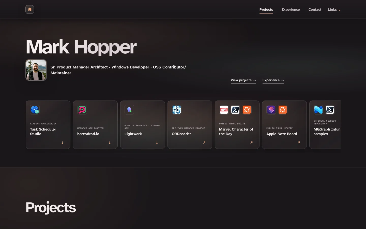 Mark Hopper Homepage screenshot