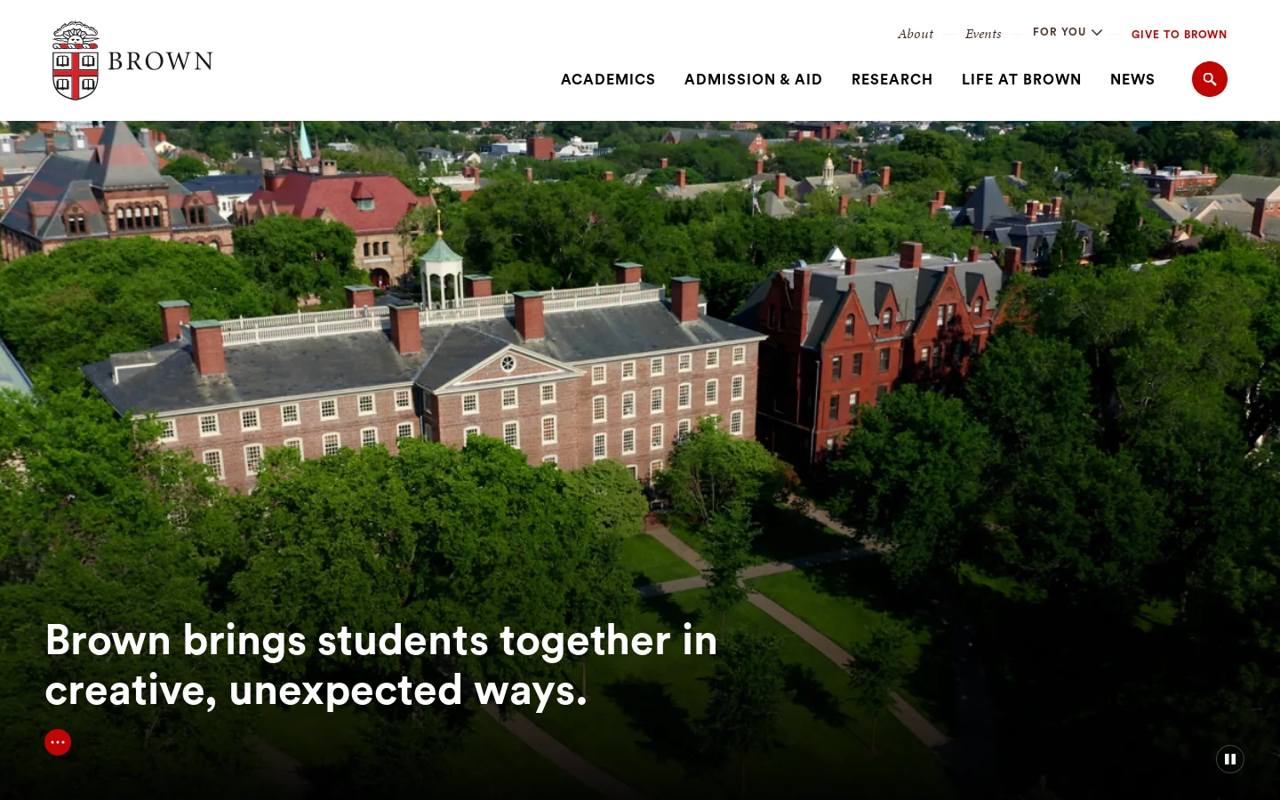 Brown University Homepage screenshot