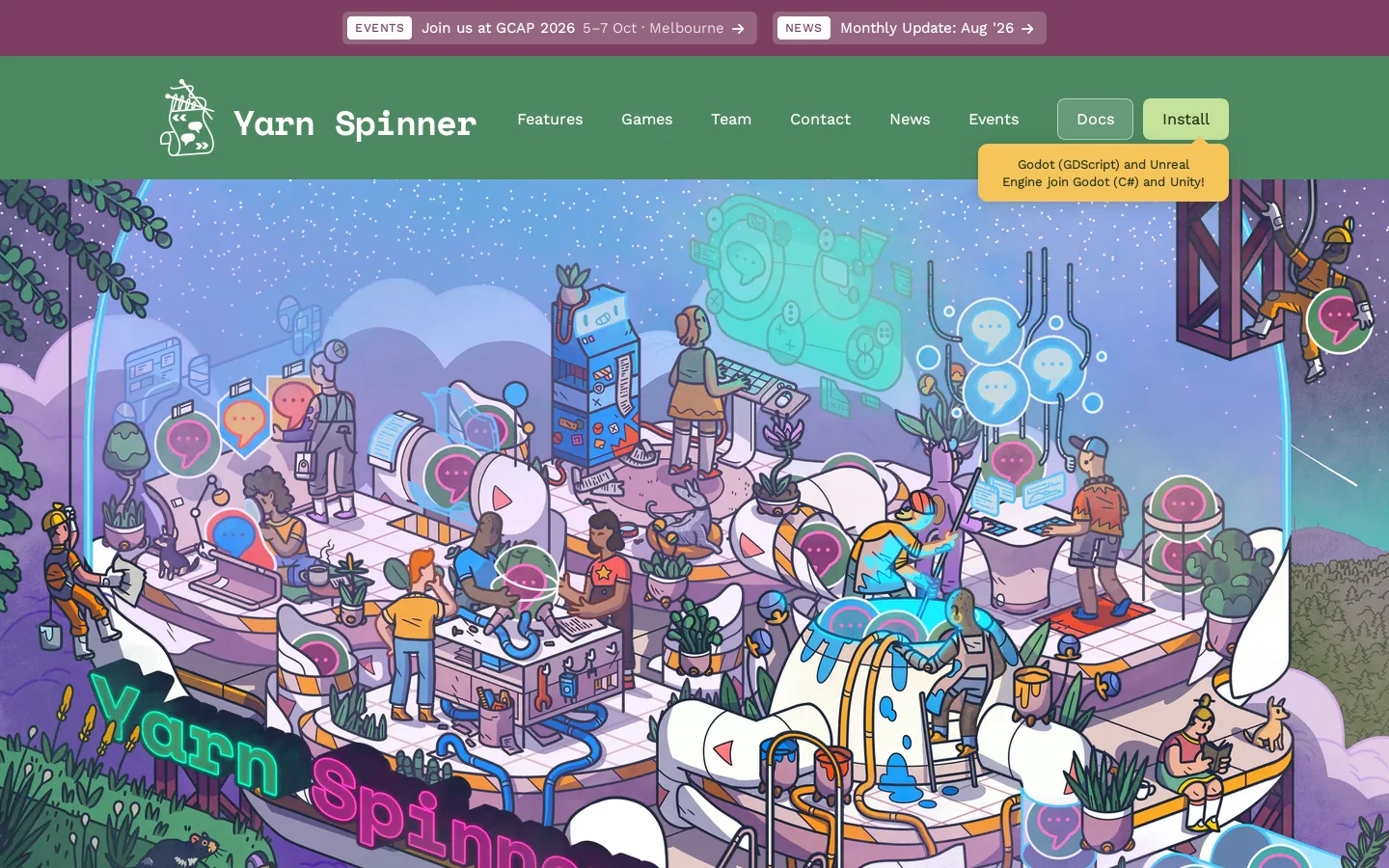Yarn Spinner Homepage screenshot