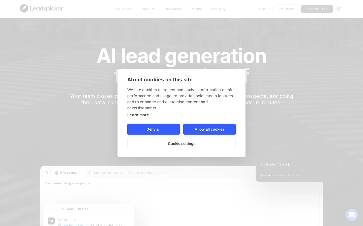 Leadspicker Homepage screenshot