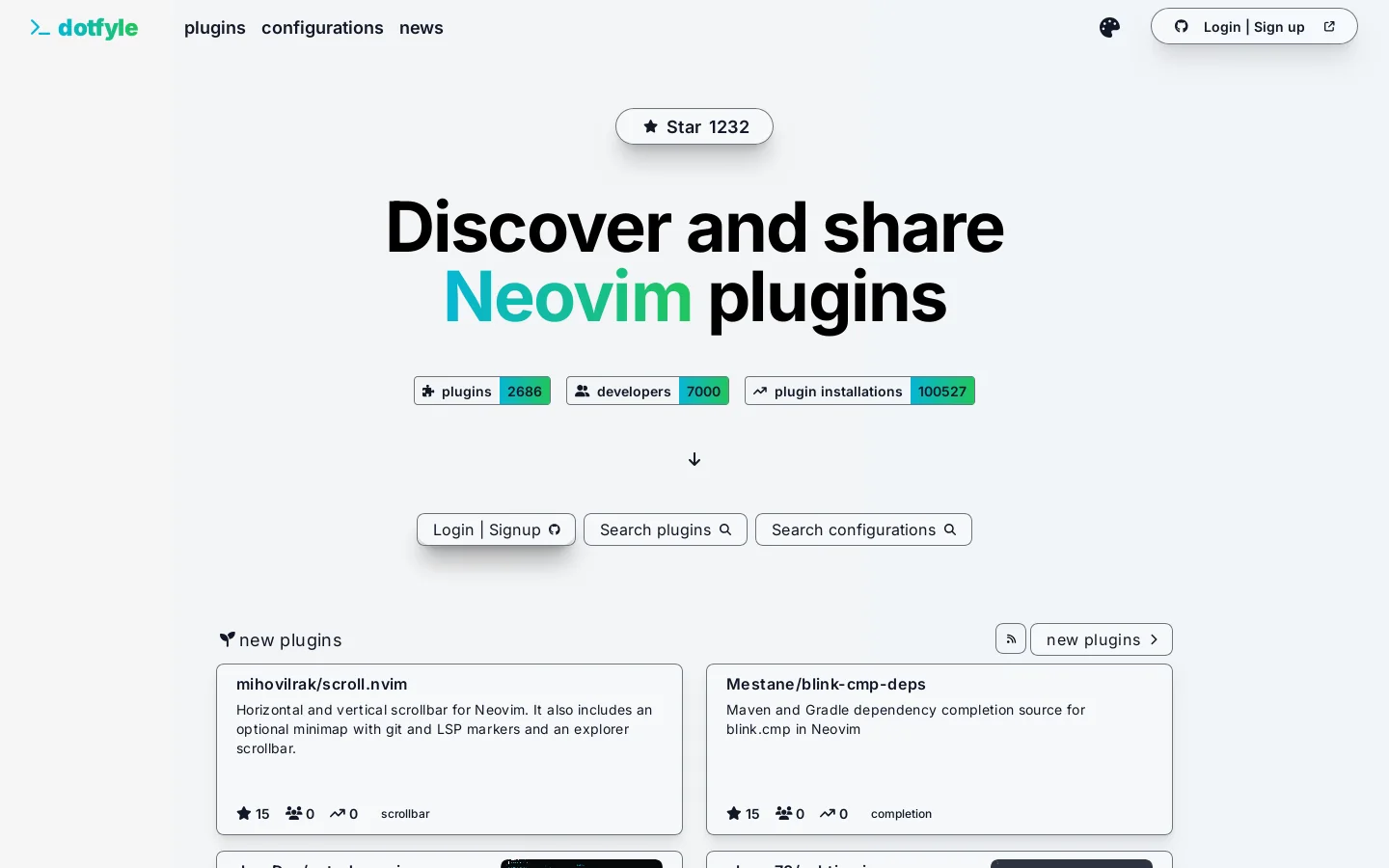 Dotfyle Homepage screenshot