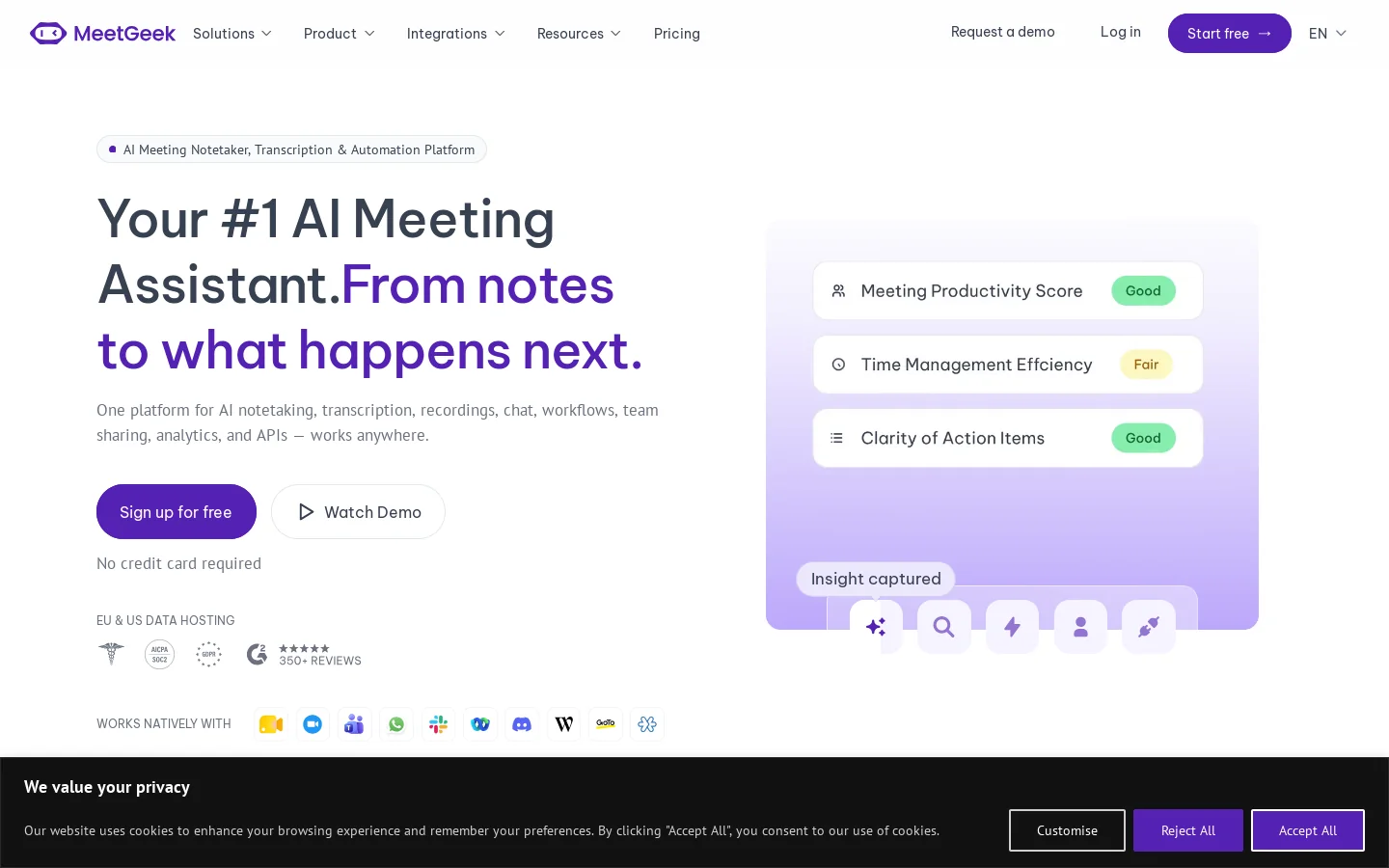 MeetGeek Homepage screenshot