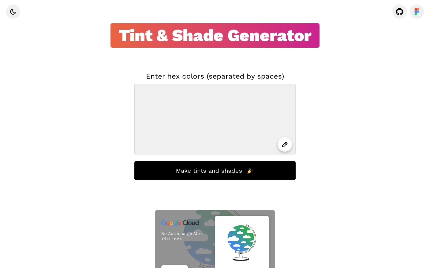 Tint & Shade Generator Homepage screenshot