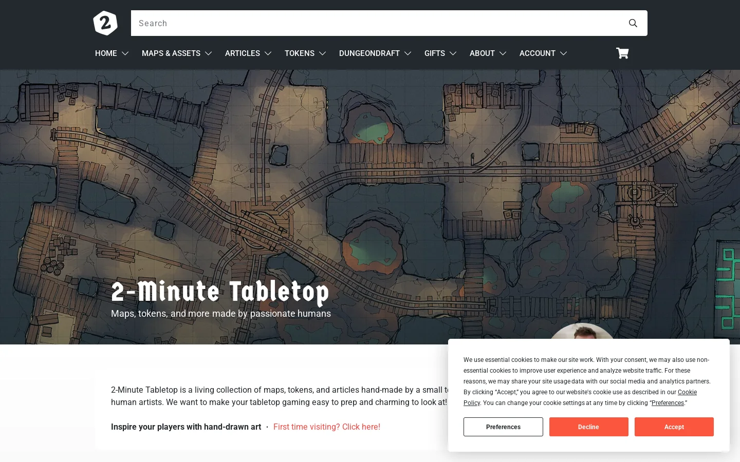 2-Minute Tabletop Homepage screenshot