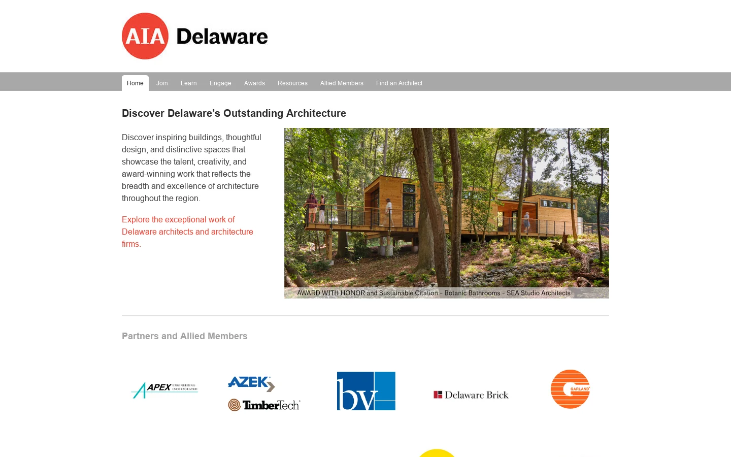 AIA Delaware Homepage screenshot