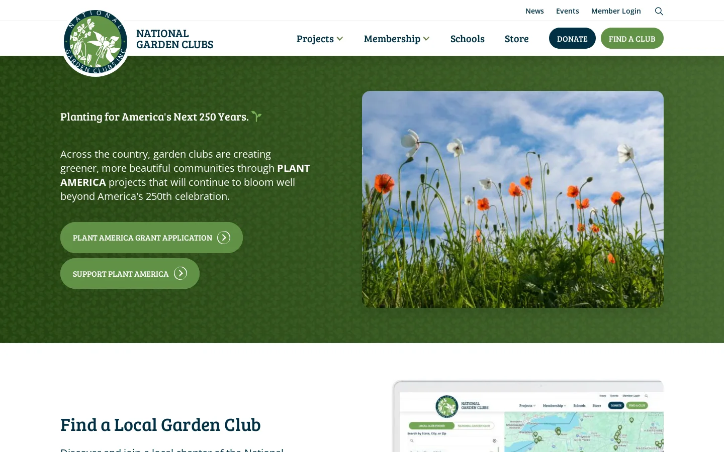 National Garden Clubs, Inc. Homepage screenshot