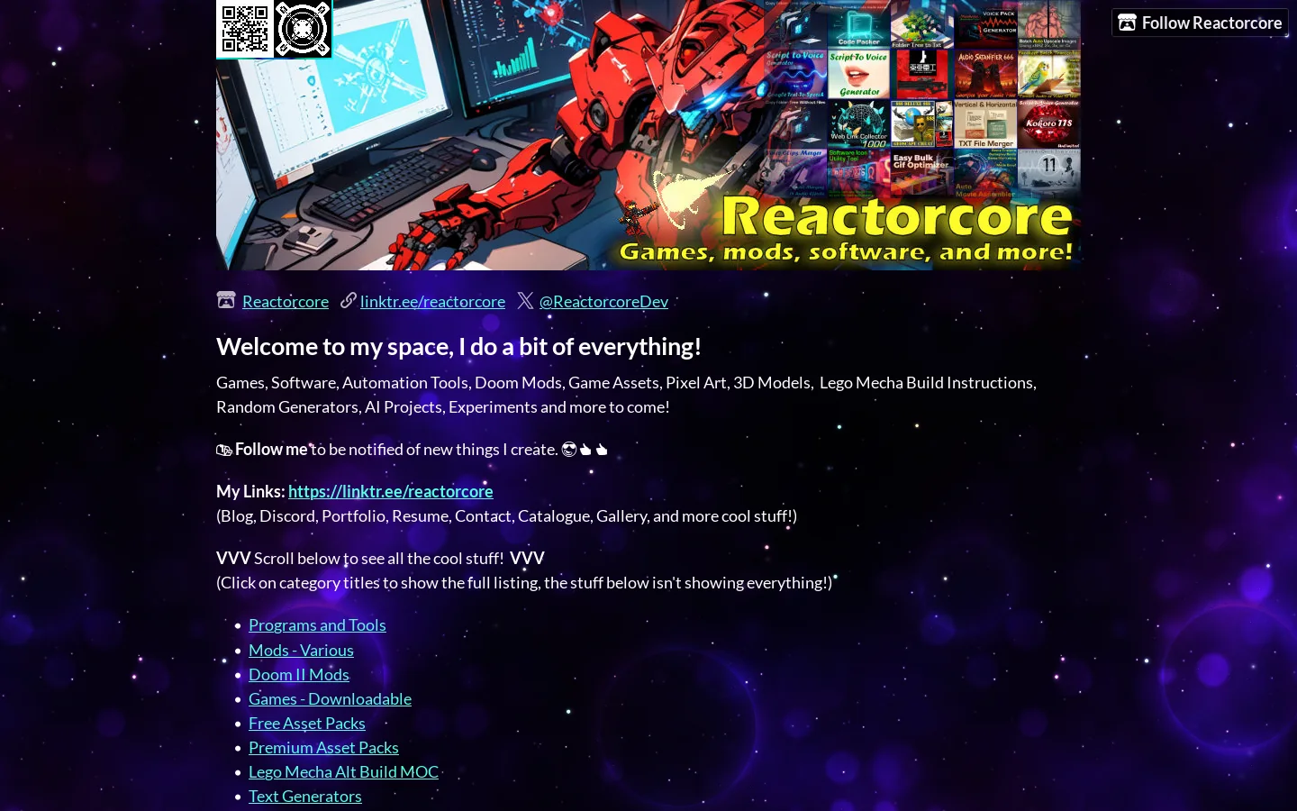 Reactorcore Homepage screenshot