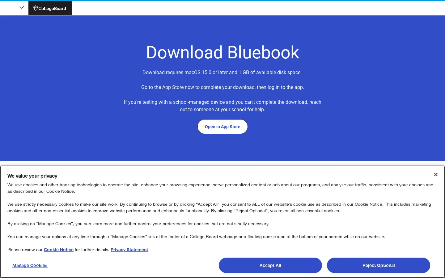 Bluebook Homepage screenshot