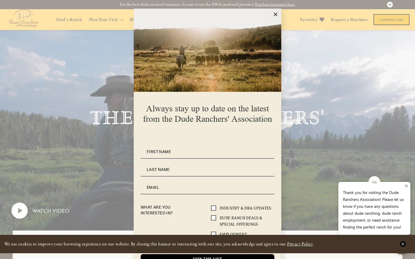 Dude & Guest Ranch Vacations - The Dude Ranchers Association Homepage screenshot