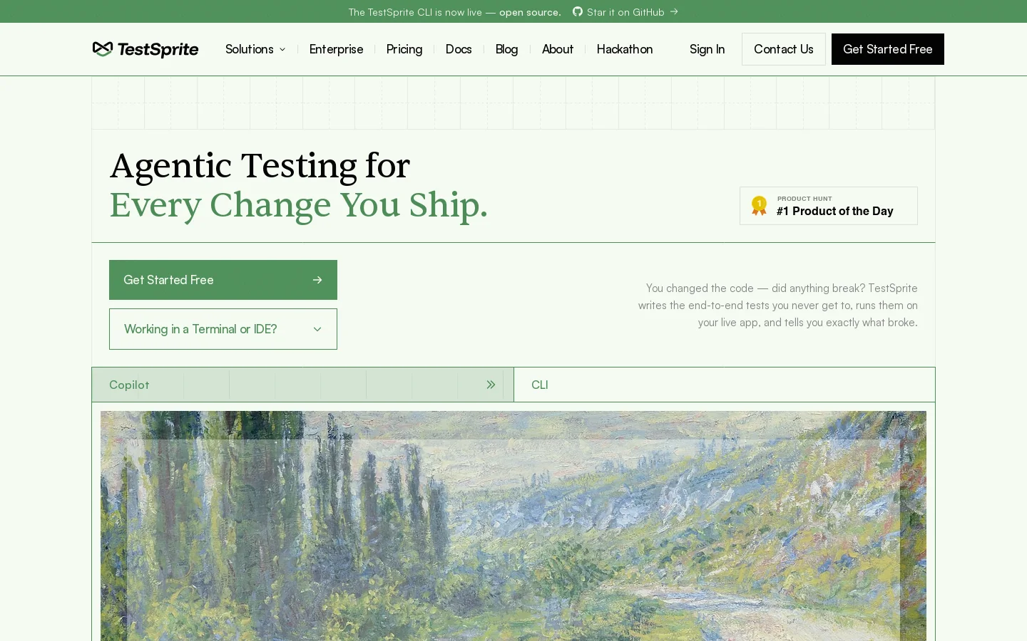 TestSprite Homepage screenshot