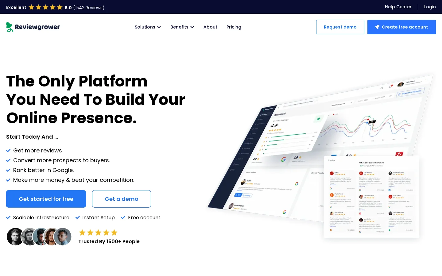 Reviewgrower Homepage screenshot