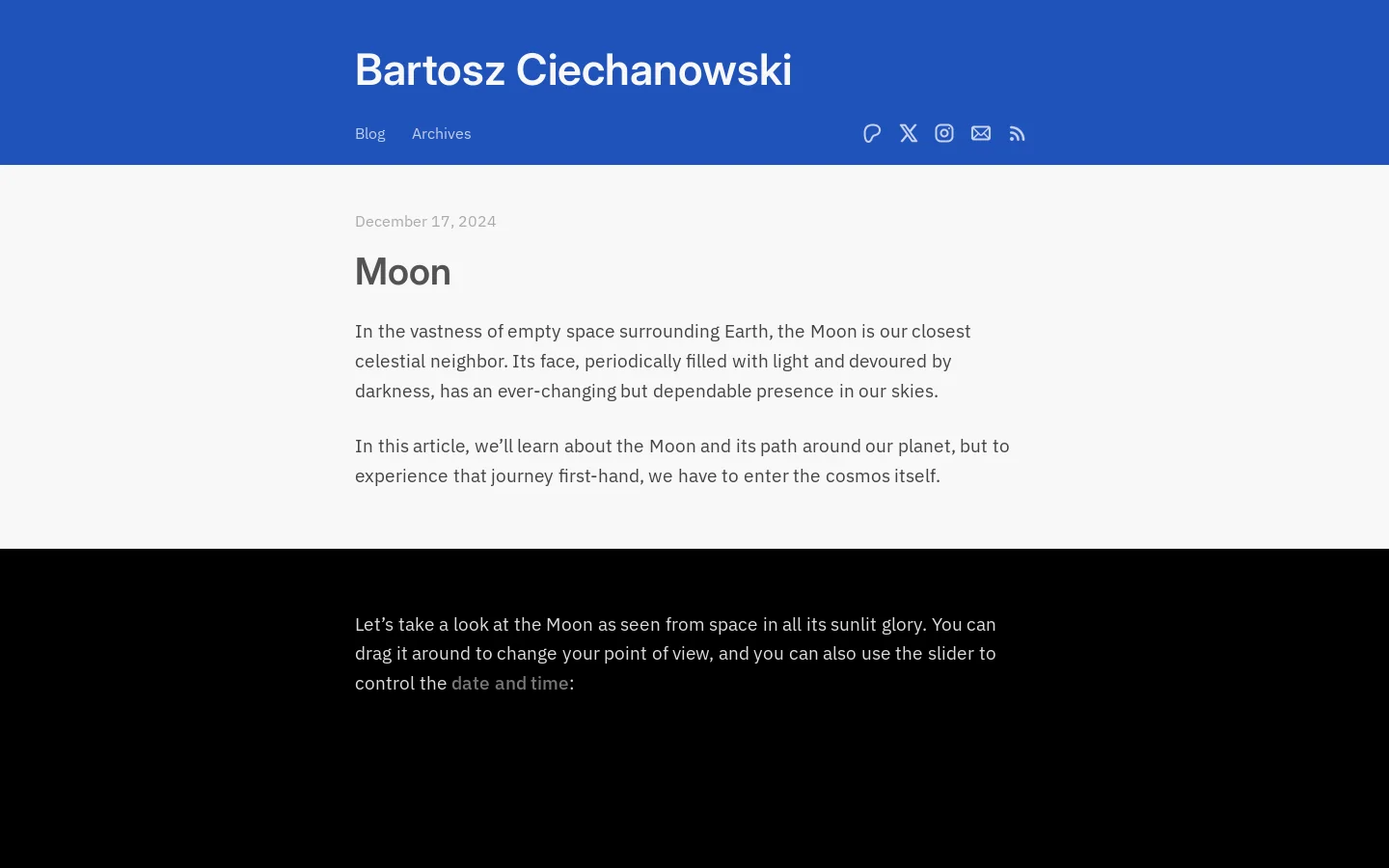 Bartosz Ciechanowski Homepage screenshot