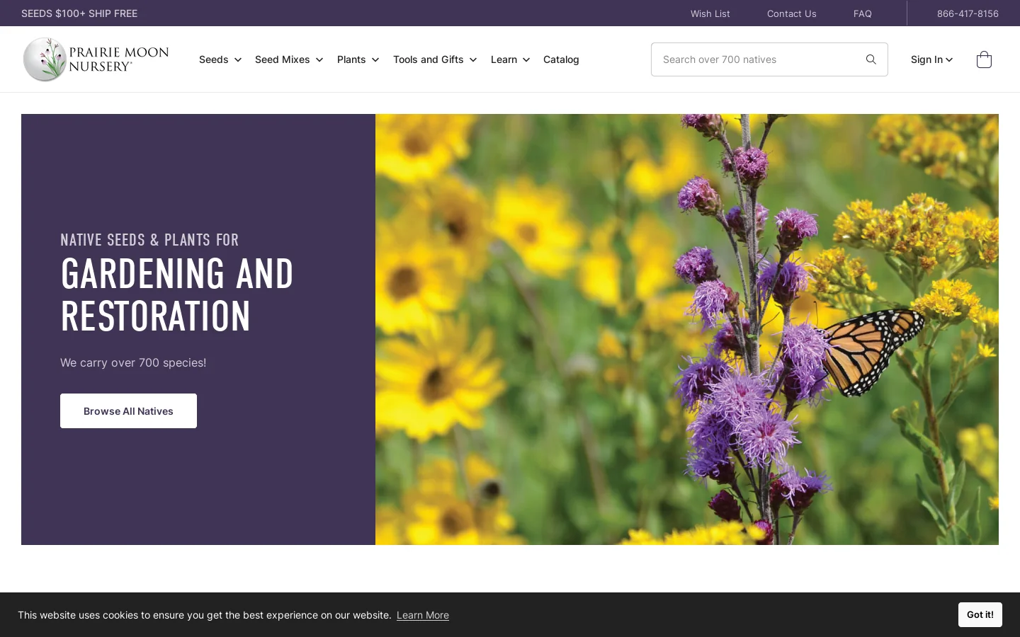 Prairie Moon Nursery Homepage screenshot