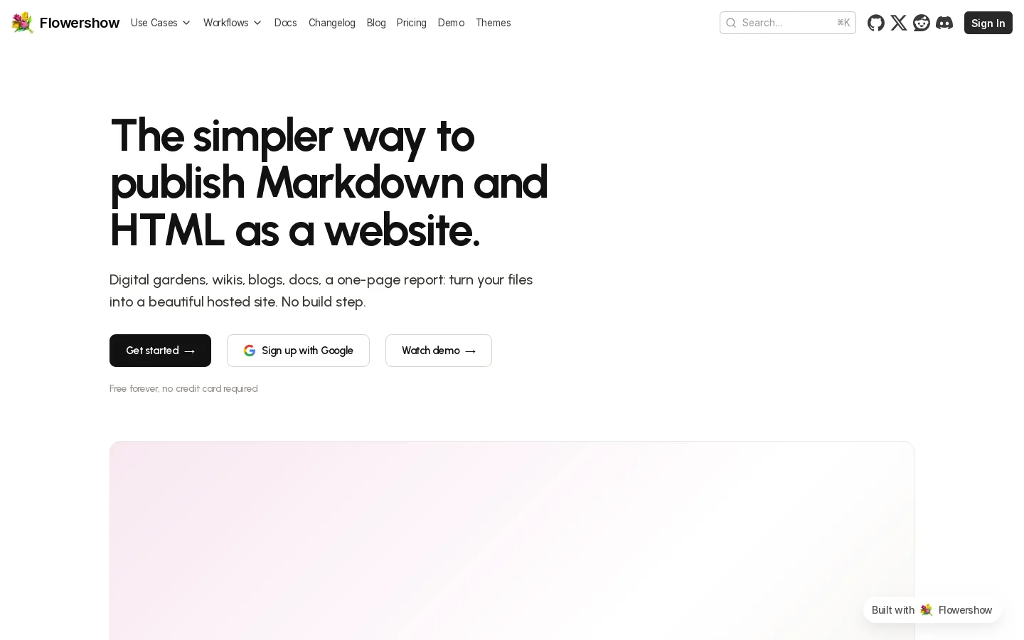 Flowershow Homepage screenshot