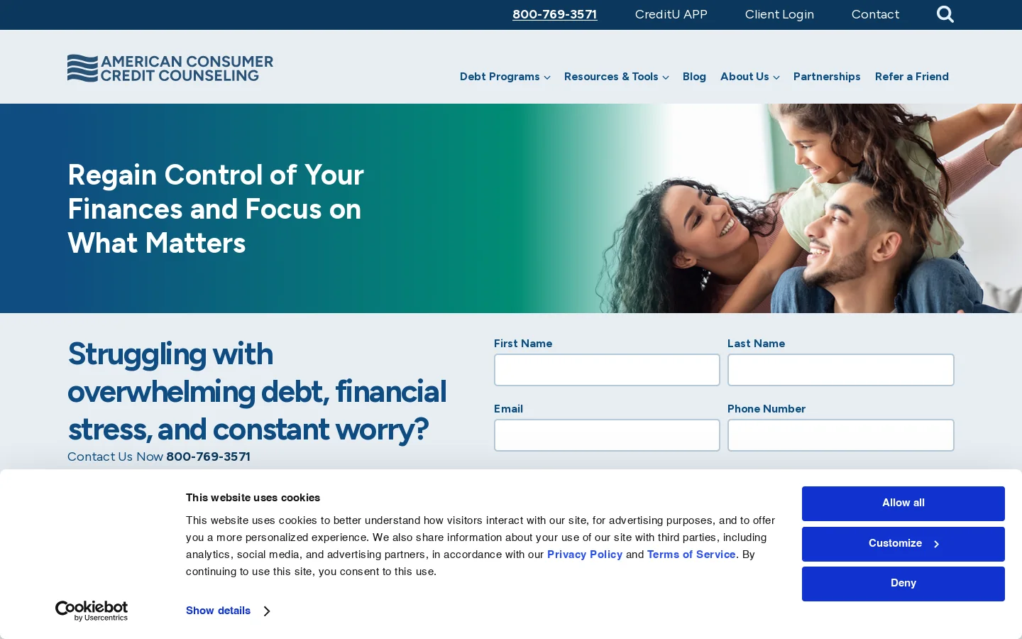 Best Credit Counseling Company & Debt Help | ACCC Homepage screenshot