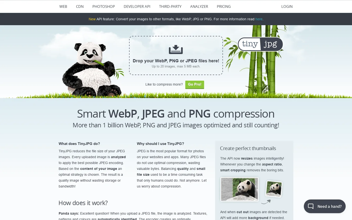 TinyJPG Homepage screenshot