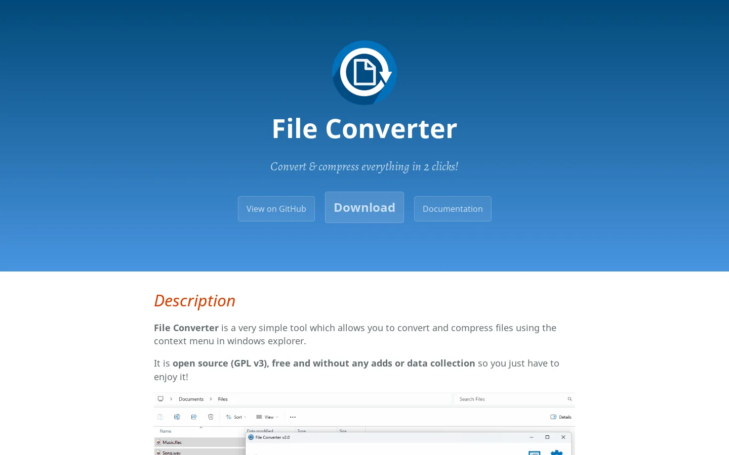 File Converter Homepage screenshot