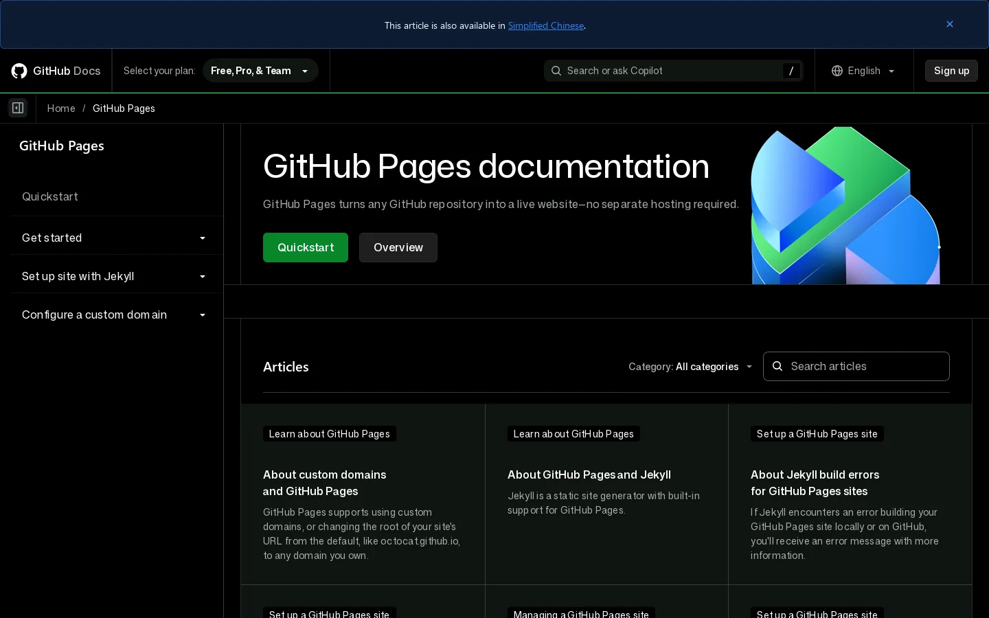 GitHub Pages | Websites for you and your projects, hosted directly from your GitHub repository. Just edit, push, and your changes are live. Homepage screenshot