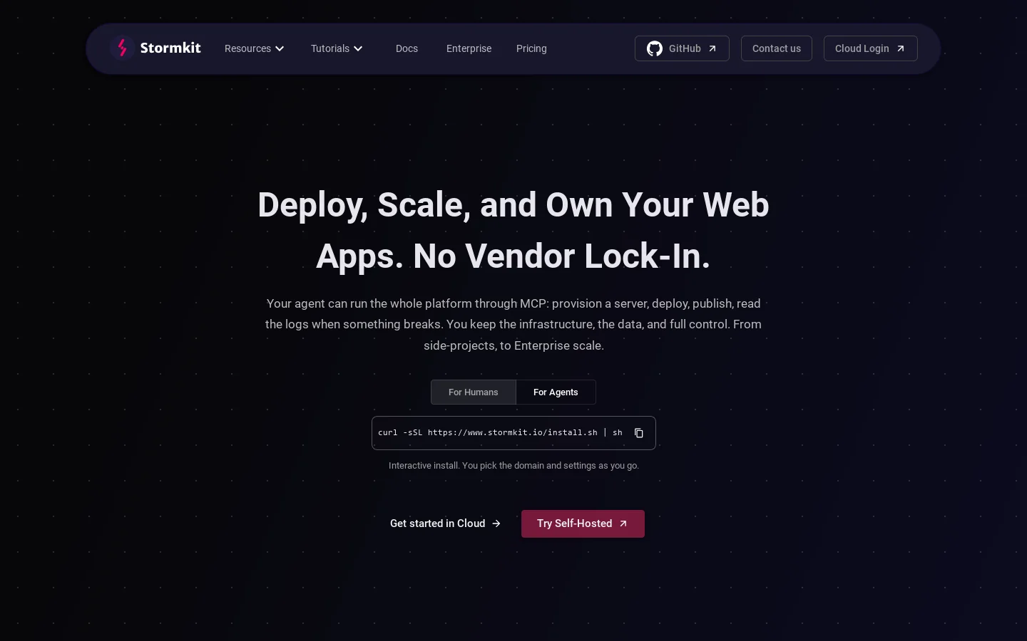 Stormkit Homepage screenshot