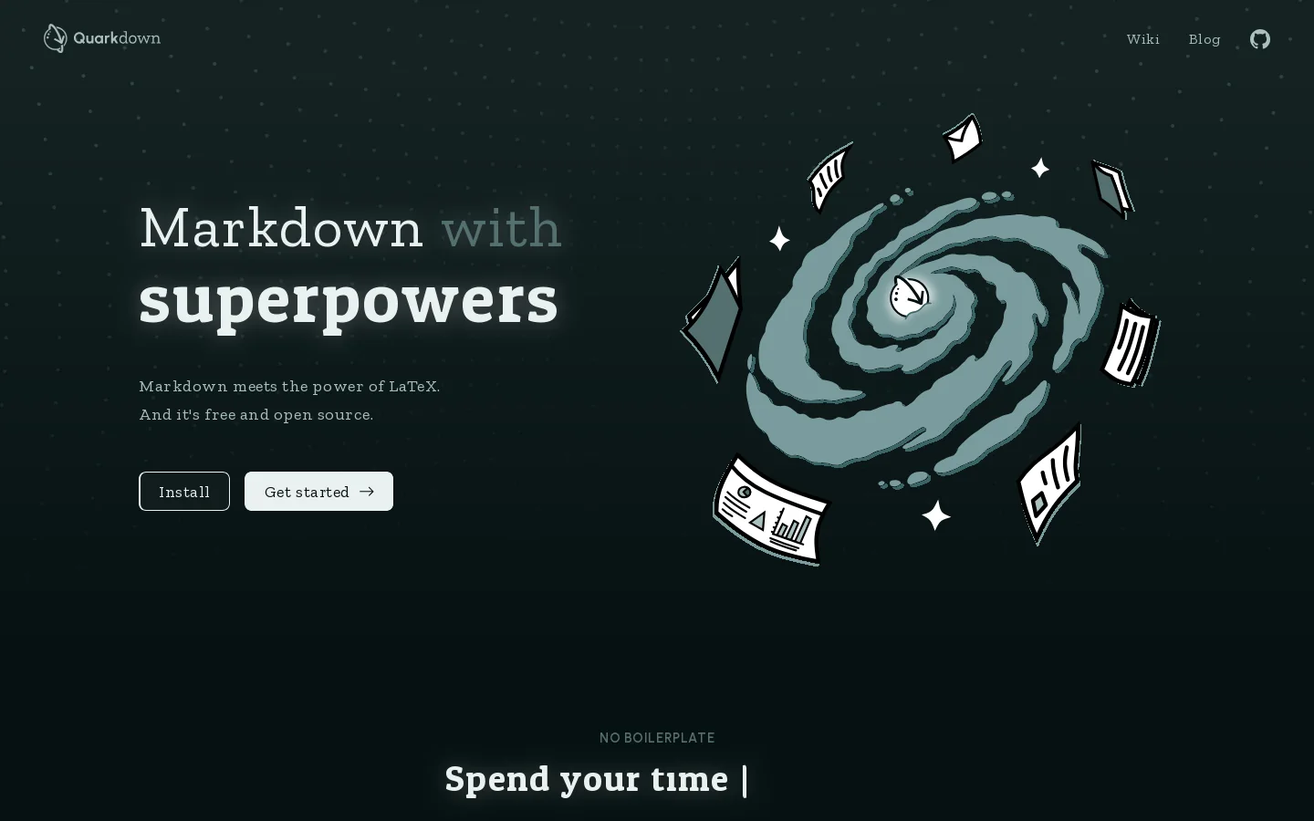 Quarkdown Homepage screenshot