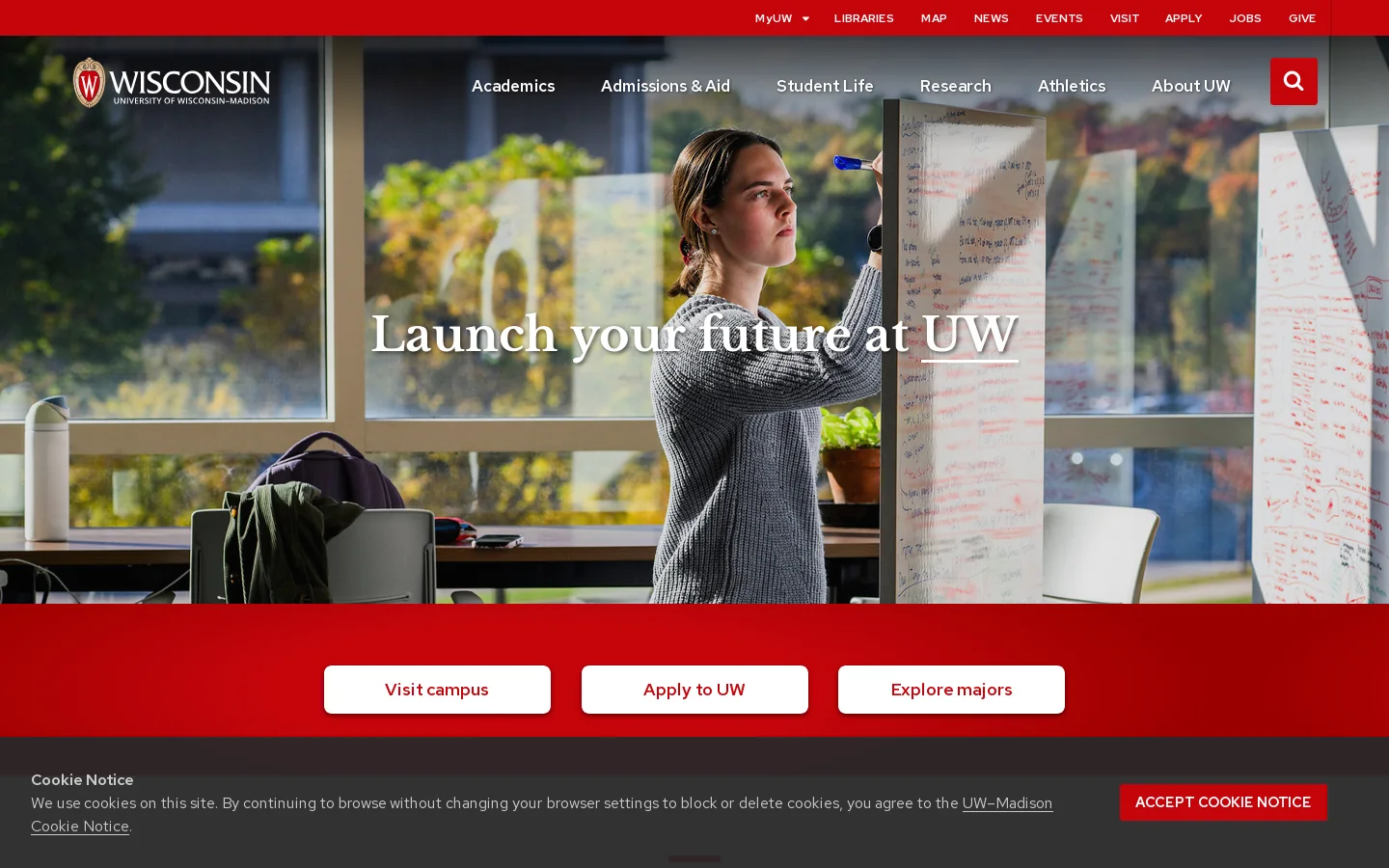 University of Wisconsin–Madison Homepage screenshot