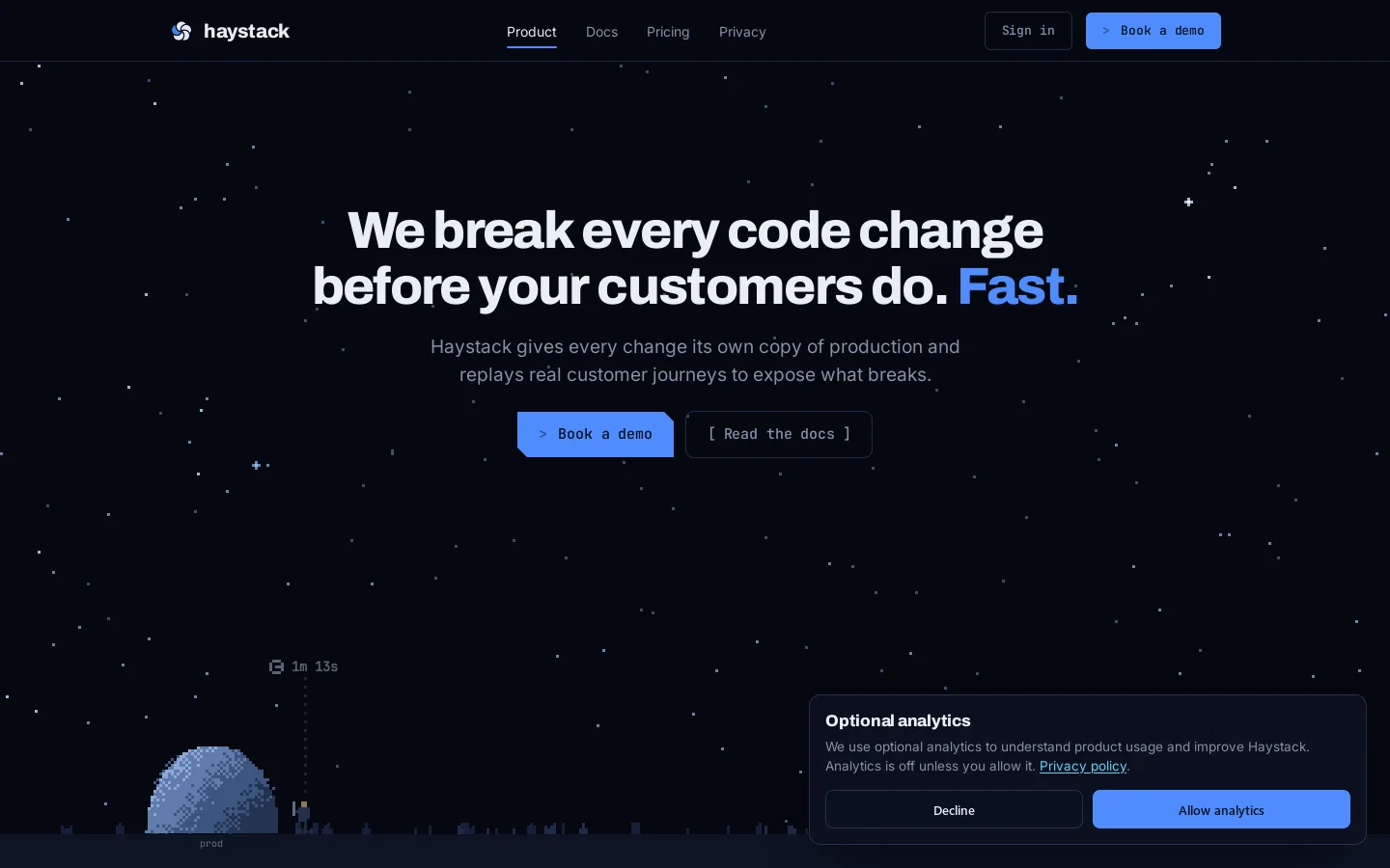 Haystack Homepage screenshot