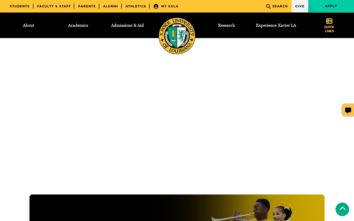 Xavier University of Louisiana Homepage screenshot