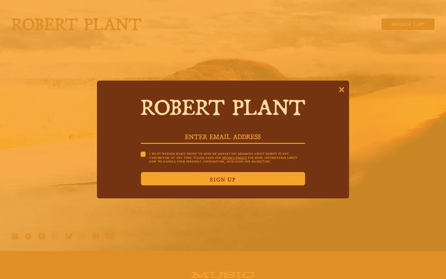 Robert Plant Homepage screenshot