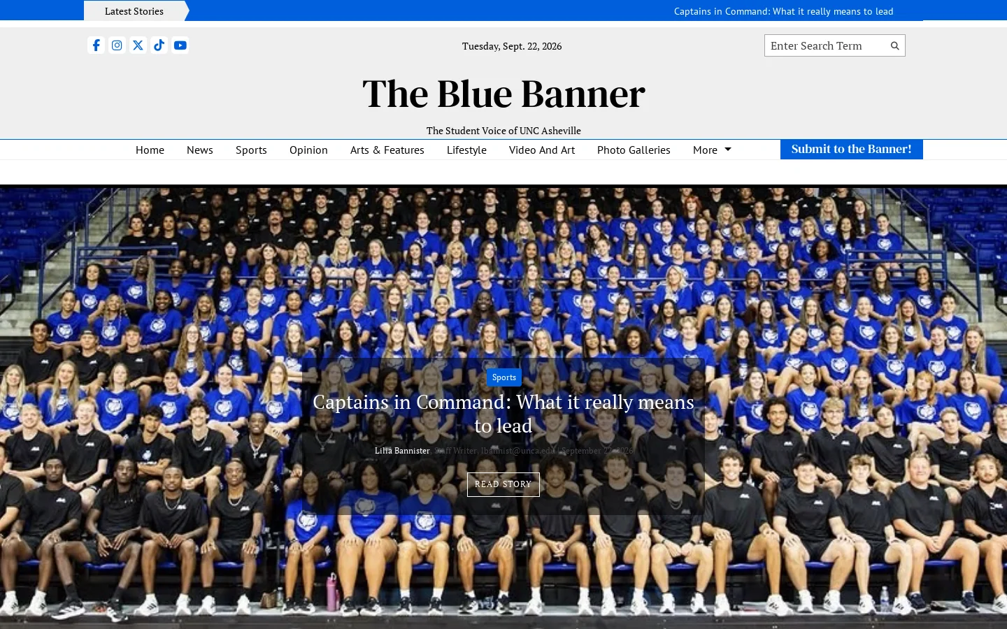 The Blue Banner Homepage screenshot