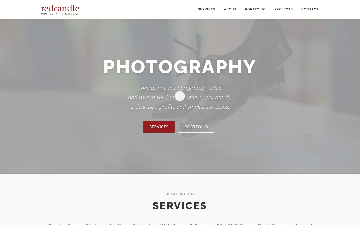 Redcandle Photography & Design Homepage screenshot