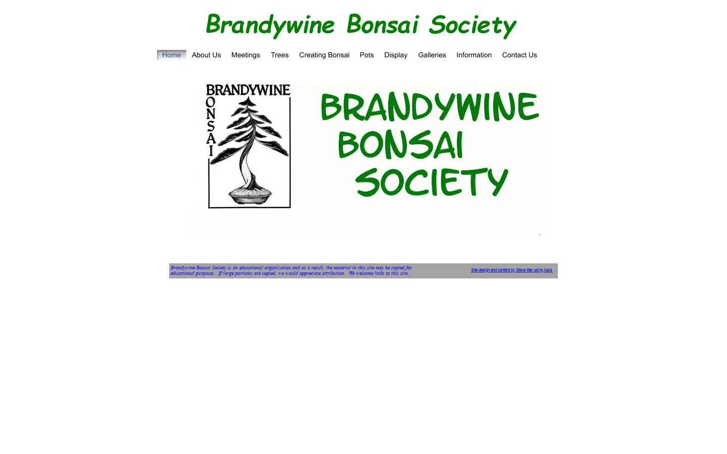 Brandywine Bonsai Society Homepage screenshot