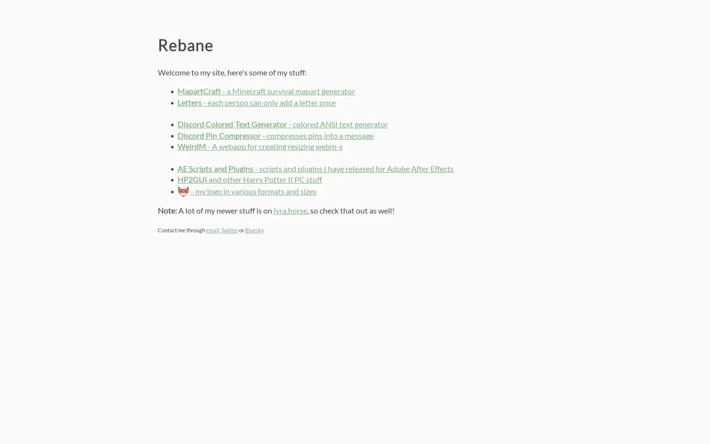 Rebane Homepage screenshot