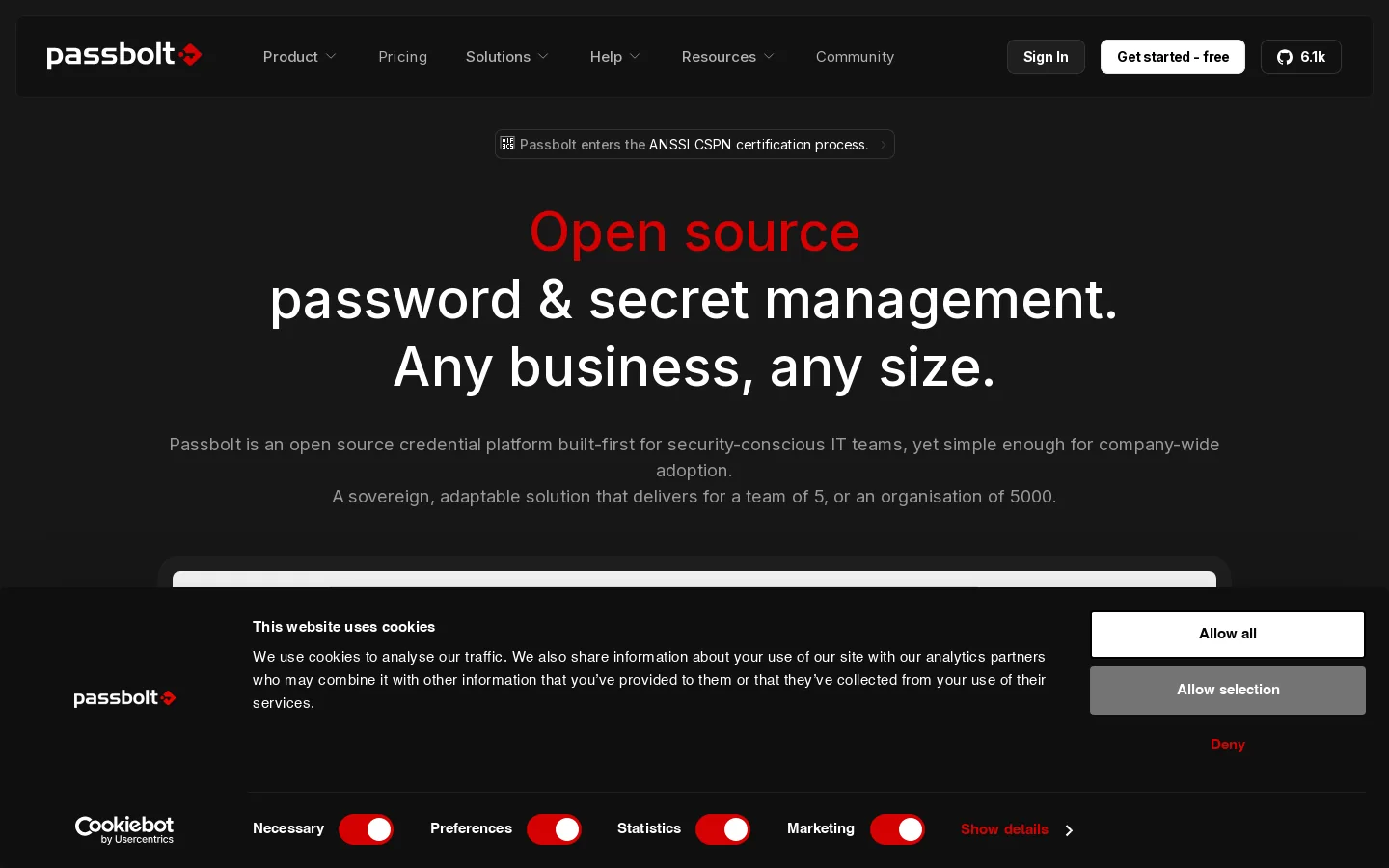 Passbolt Homepage screenshot