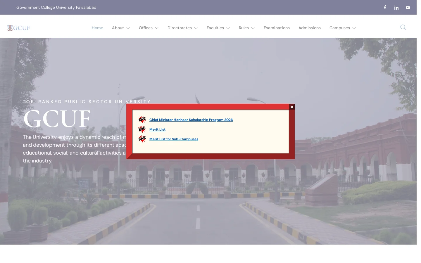 GCUF Homepage screenshot