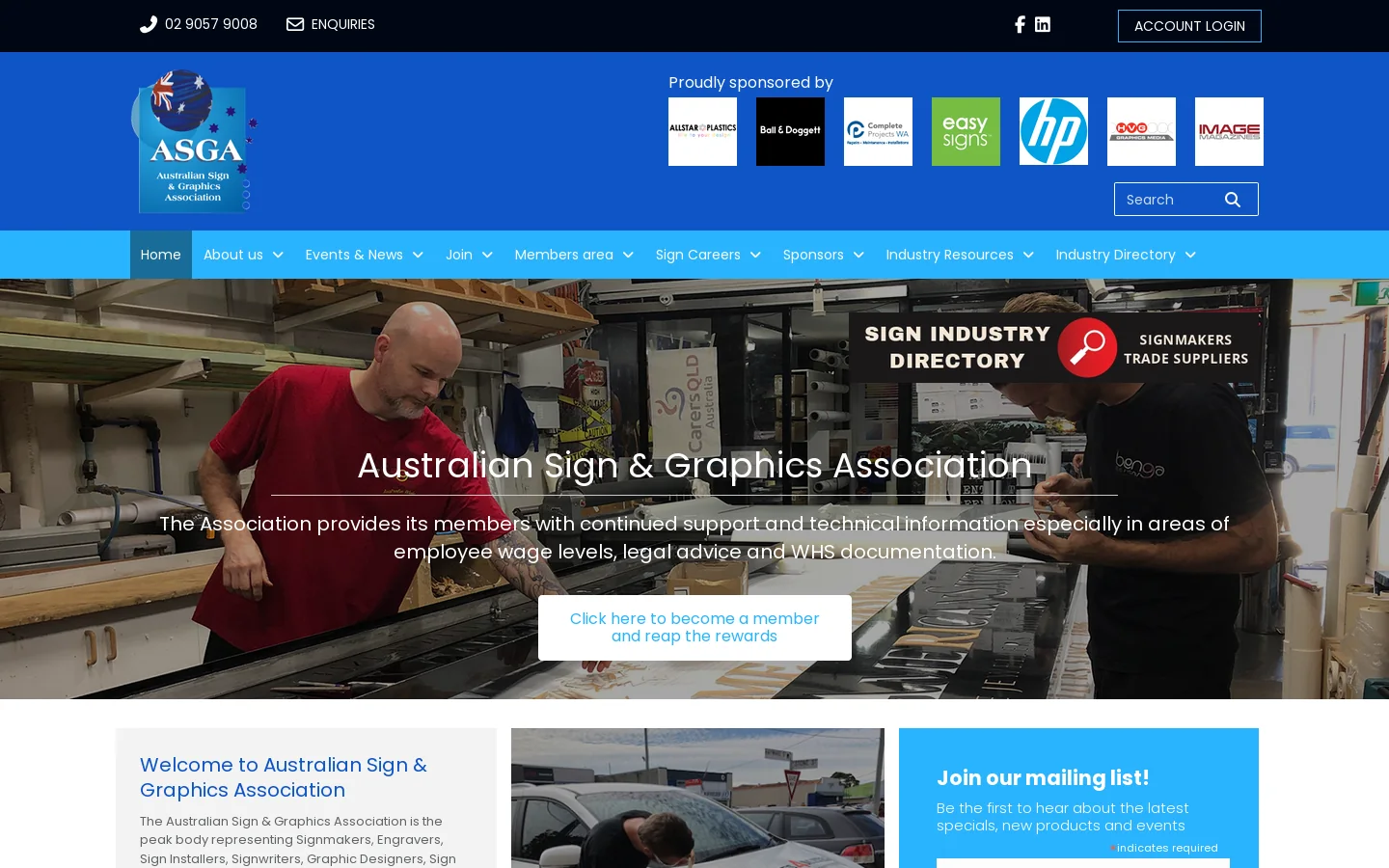 Home - Australian Sign and Graphics Association Homepage screenshot