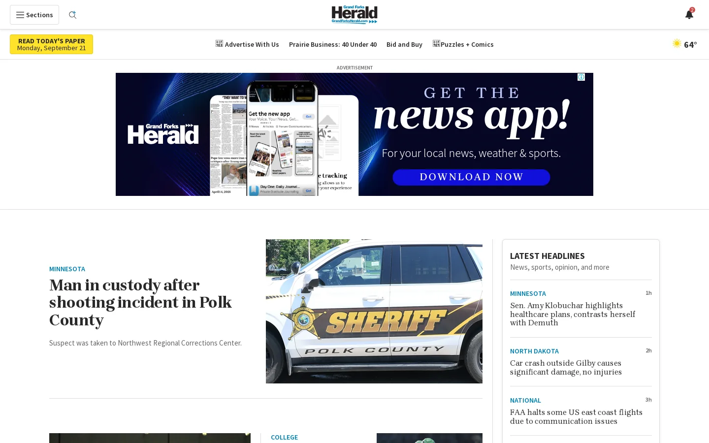 Grand Forks Herald Homepage screenshot