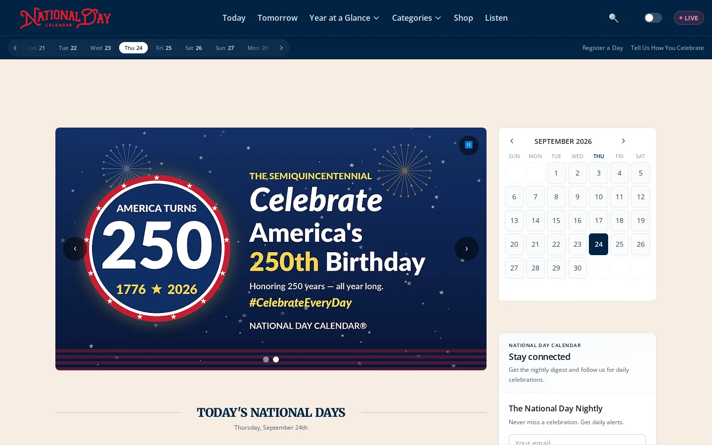 National Day Calendar Homepage screenshot