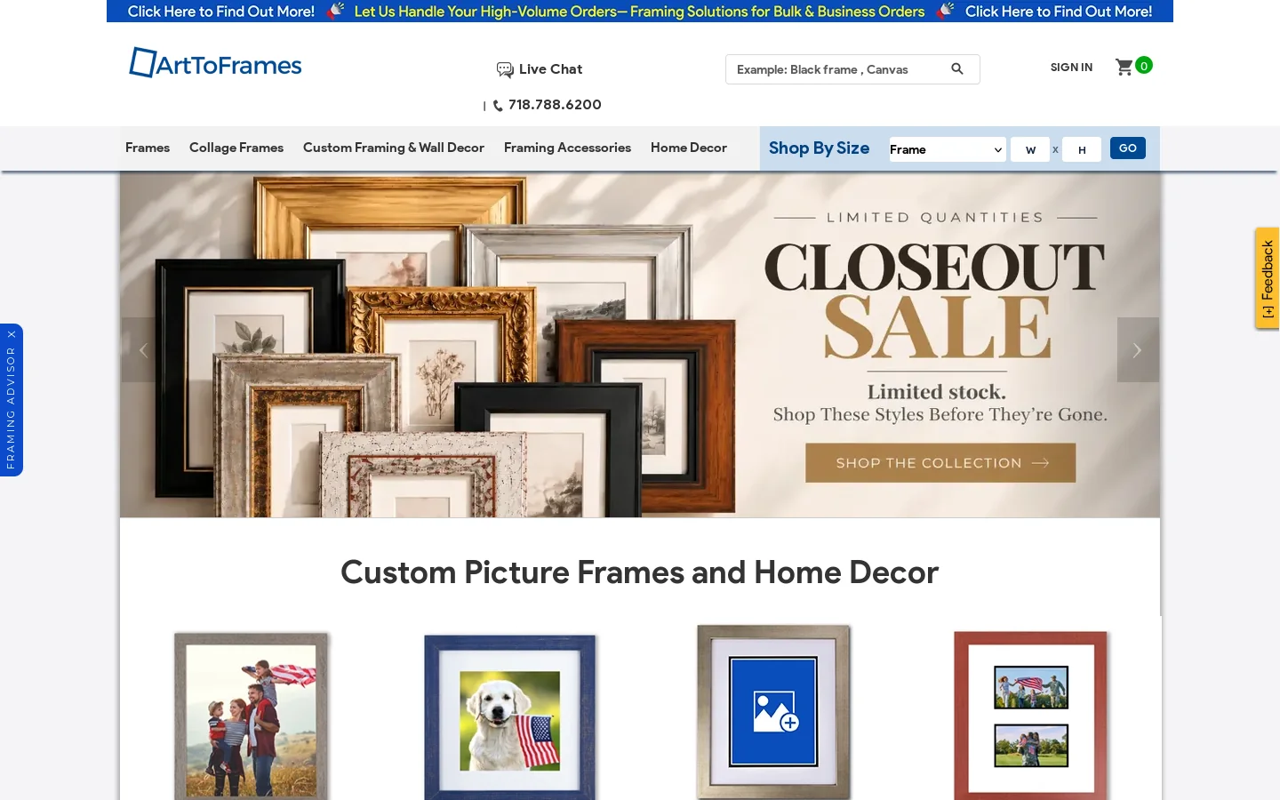 ArtToFrame Homepage screenshot