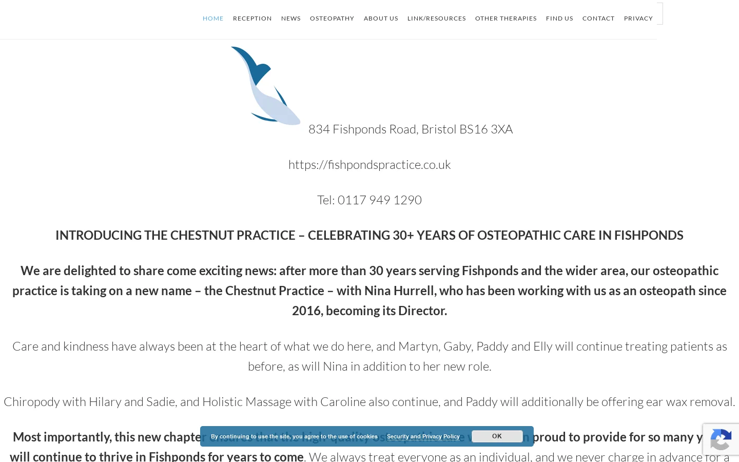 Fishponds Practice Homepage screenshot