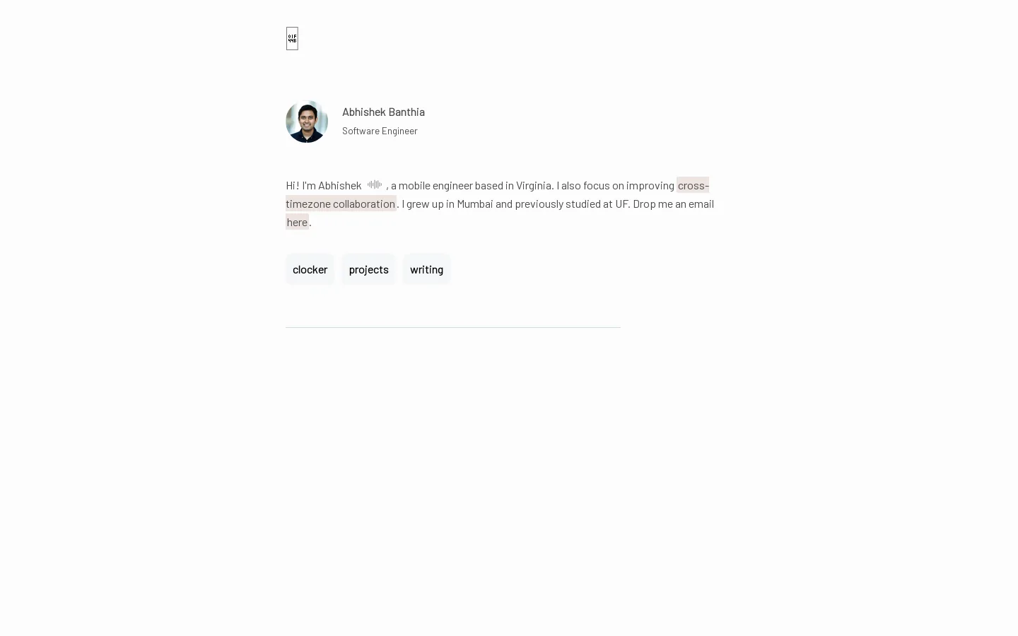Abhishek Homepage screenshot