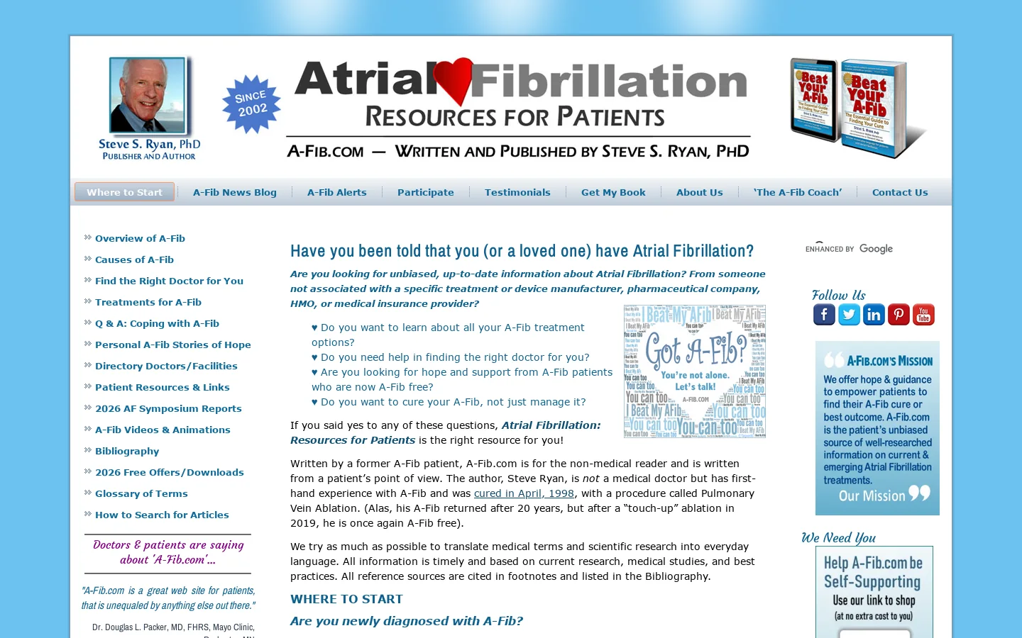 Atrial Fibrillation: Resources for PatientsAtrial Fibrillation: Resources for Patients Homepage screenshot
