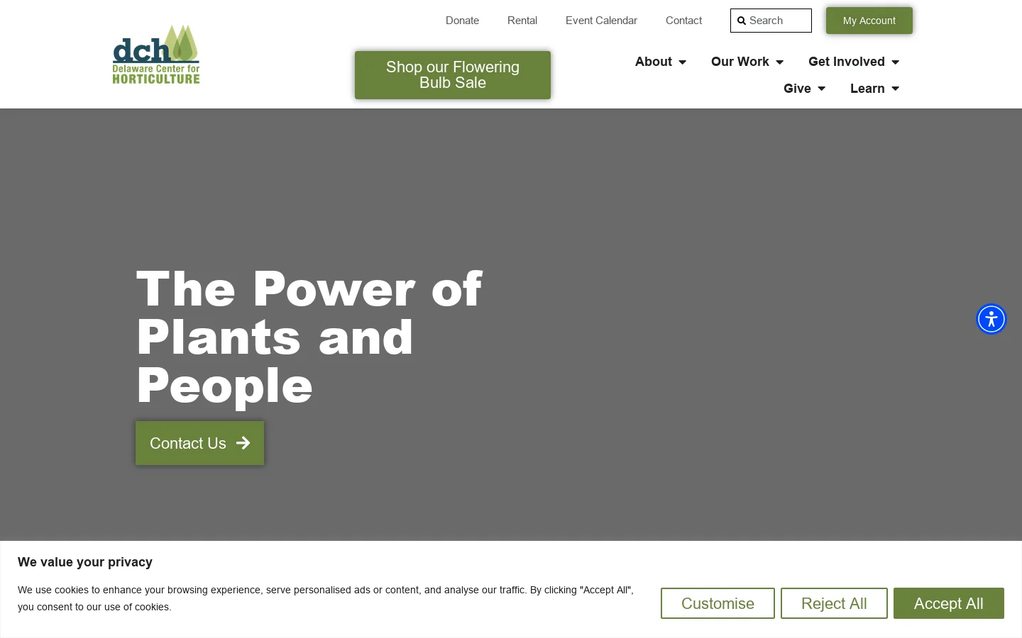 Delaware Center for Horticulture - The Power Of Plants & People Homepage screenshot