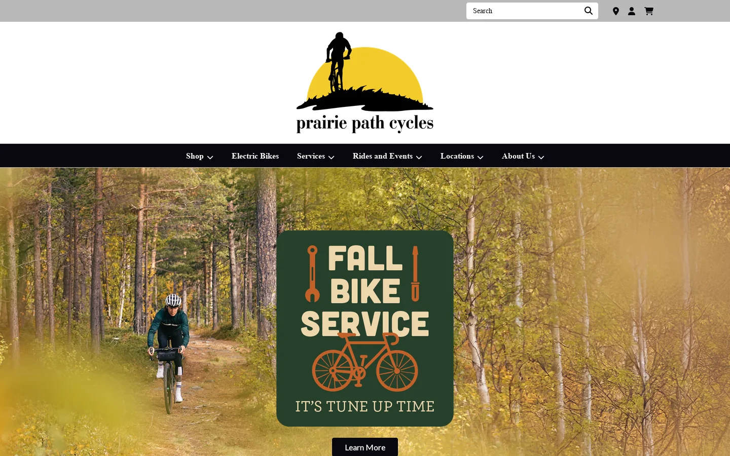 Prairie Path Cycles Homepage screenshot