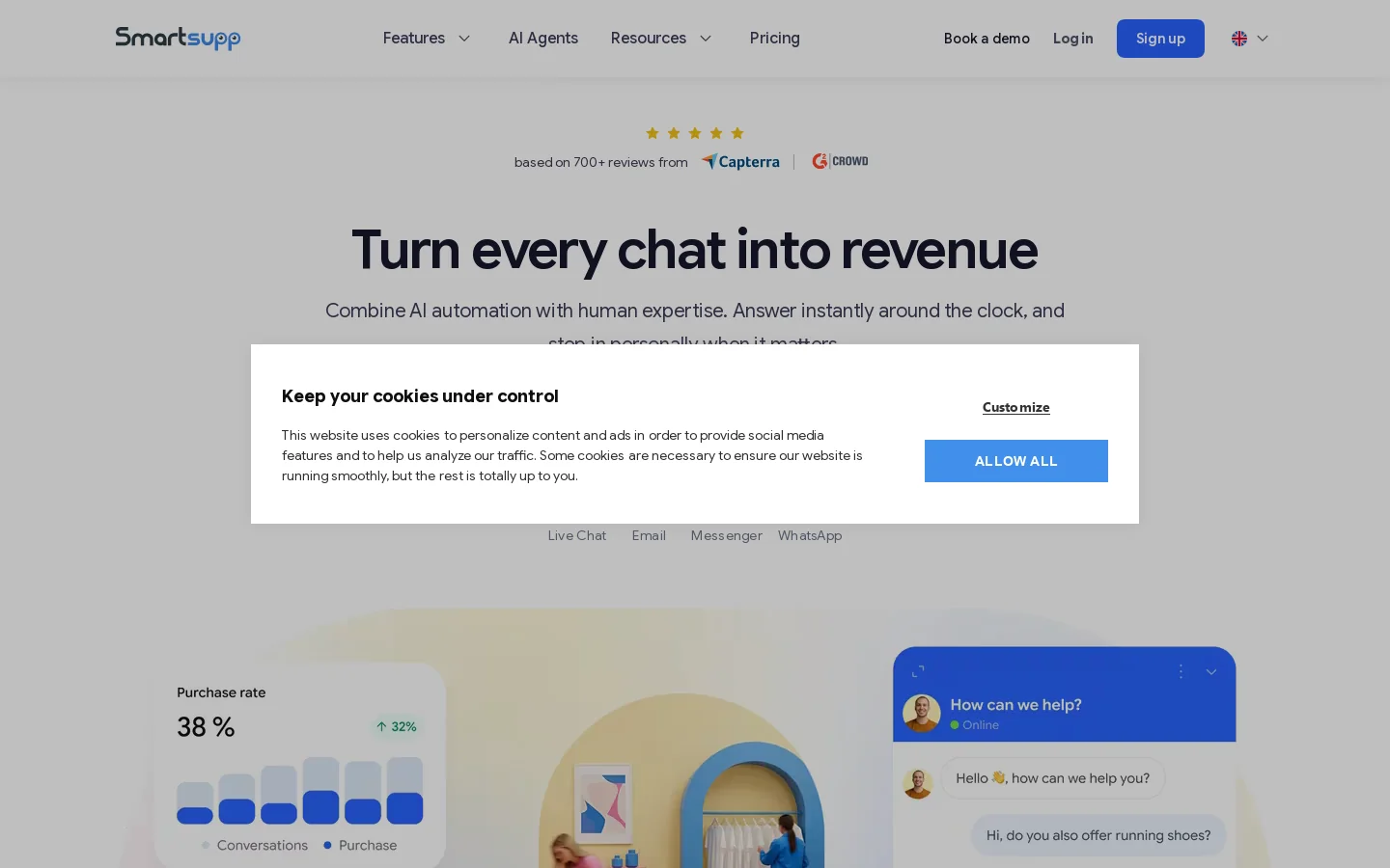Smartsupp Homepage screenshot