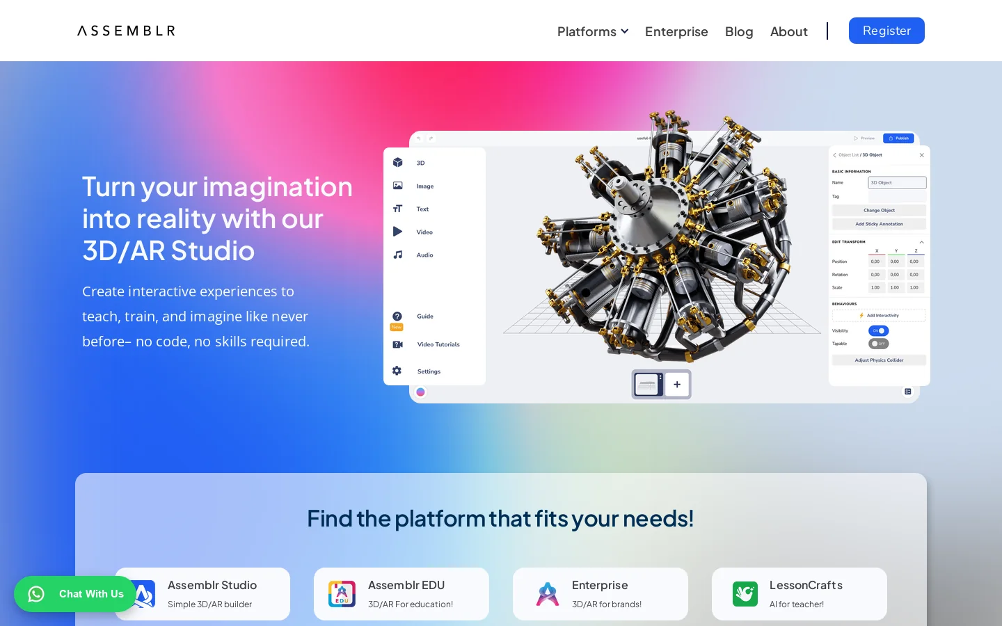 Assemblr | Immersive AR & VR Platform Homepage screenshot